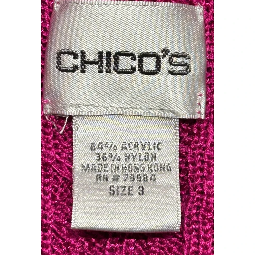 Chicos Sweater Vest Womens XL 3 Fuchsia Pink Cable Knit‎ Scoop Neck Office